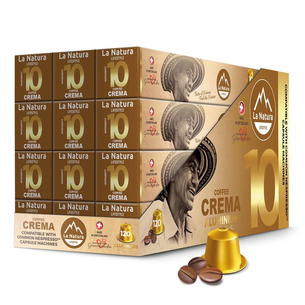 Crema Aluminium Kaffeekapseln Nespresso kompatibel La Natura 12er Masterpack