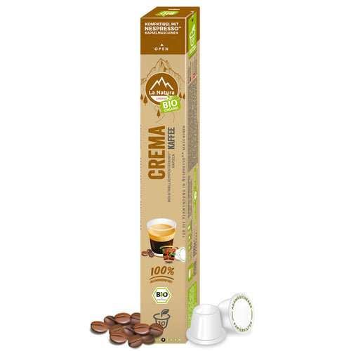 Crema kompostierbare Bio Kaffeekapseln Nespresso kompatibel La Natura