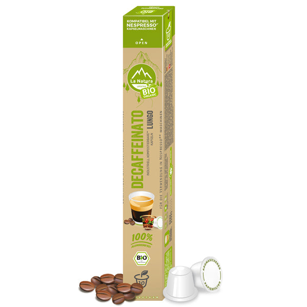 Decaffeinato Lungo kompostierbare Bio Kaffeekapseln Nespresso kompatibel La Natura