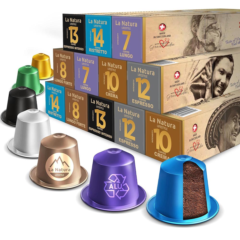 Kaffee Probier-Set - 120 Aluminium Kaffeekapseln Nespresso kompatibel La Natura