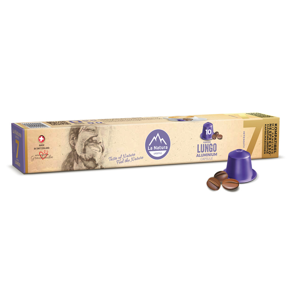Lungo Aluminium Kaffeekapseln Nespresso kompatibel La Natura