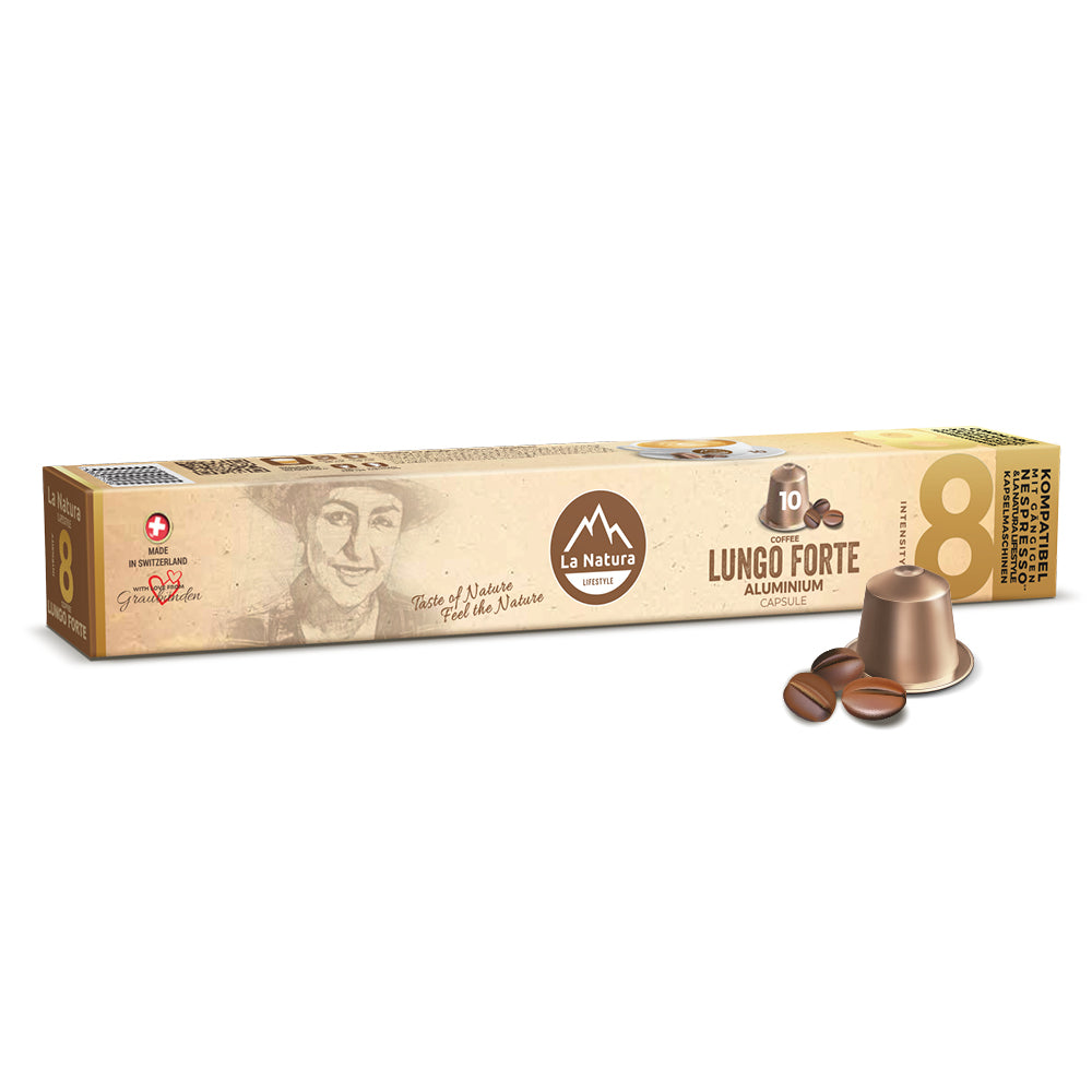 Lungo Forte Aluminium Kaffeekapseln Nespresso kompatibel La Natura