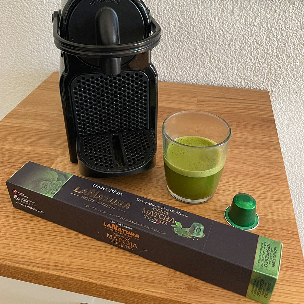 Nespresso Maschine mit Matcha Kapseln
