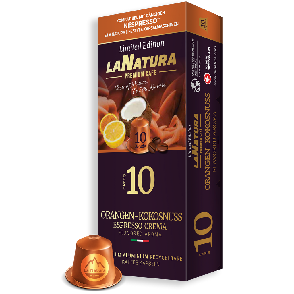 Orangen-Kokosnuss Espresso Crema Kaffeekapseln Nespresso kompatibel