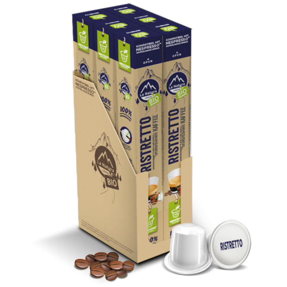 Ristretto kompostierbare Bio Kaffeekapseln Masterpack Nespresso kompatibel La Natura