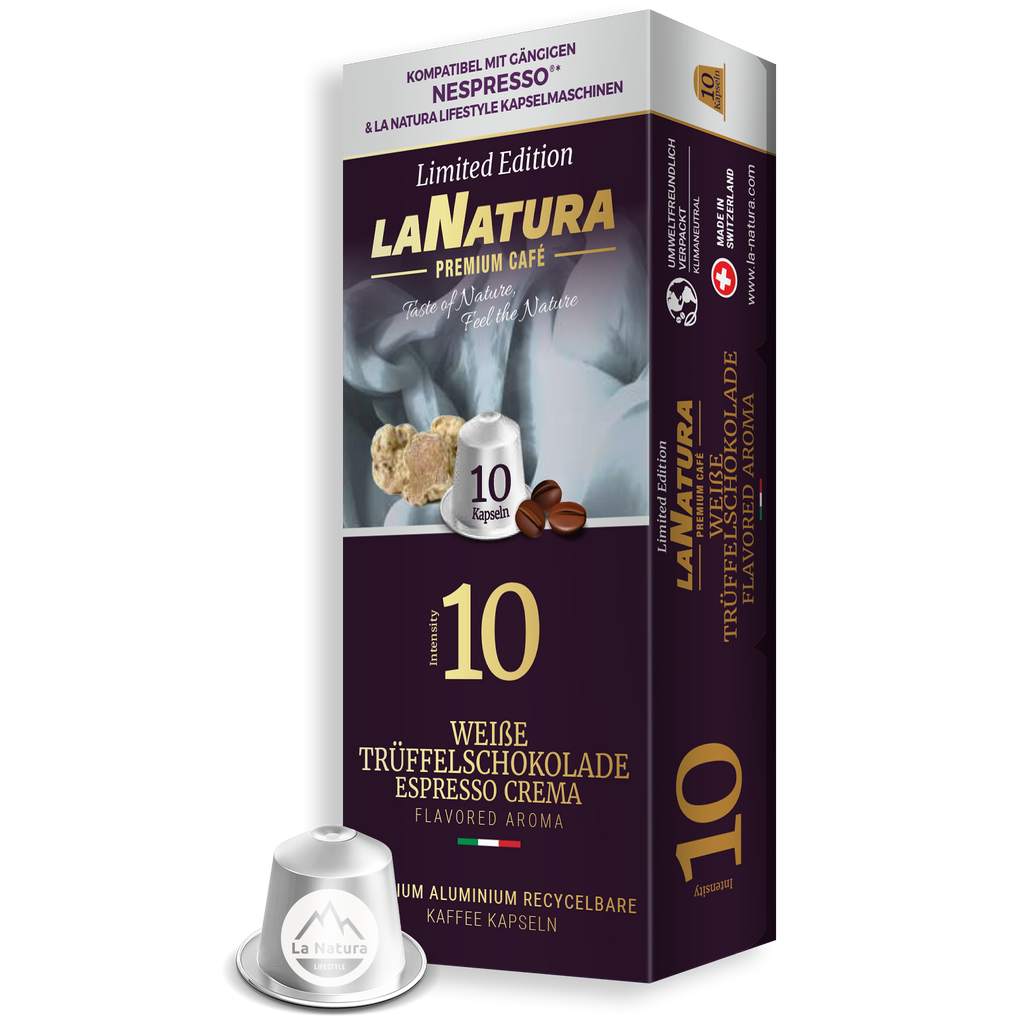 Weisse TrüffelschokoladeEspresso Crema Kaffeekapseln Nespresso kompatibel
